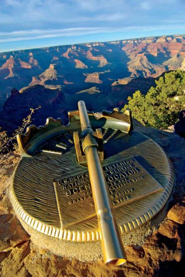 scenic locator pointing to Buddha Temple butte at Grand Canyon, picture