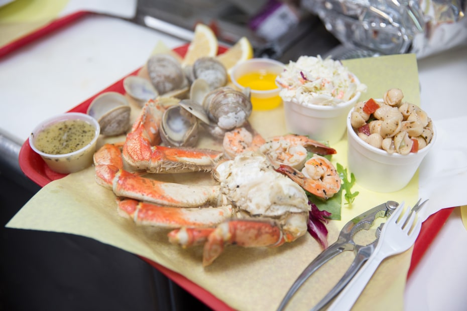 seafood platter at Tony's Crab Shack on the Bandon Boardwalk, picture