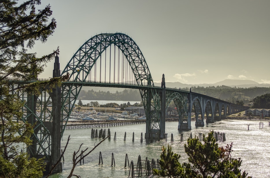 view of the Yaquina Bridge in Oregon, picture
