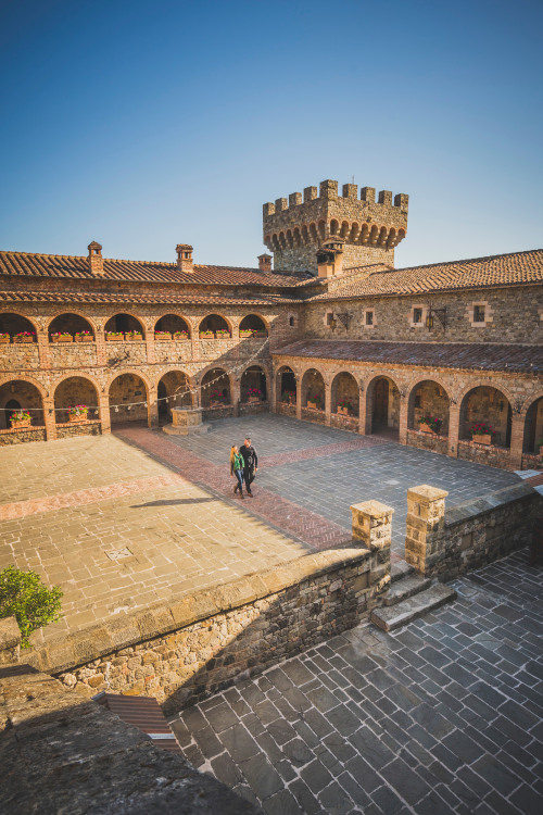 The courtyard at Castello di Amorosa in Calistoga, California, picture