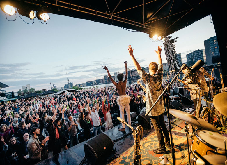 Copenhagen Jazz Festival performers encouraging audience in Copenhagen, Denmark, picture