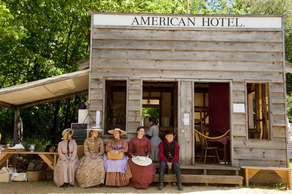 People in period costumes at Columbia State Historic Park, in Gold Country, California, picture 