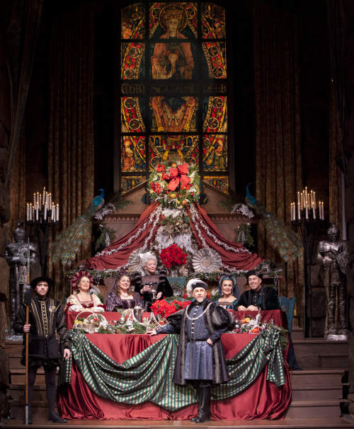 the head table during a production of the Bracebridge Dinner at Majestic Yosemite Hotel, picture