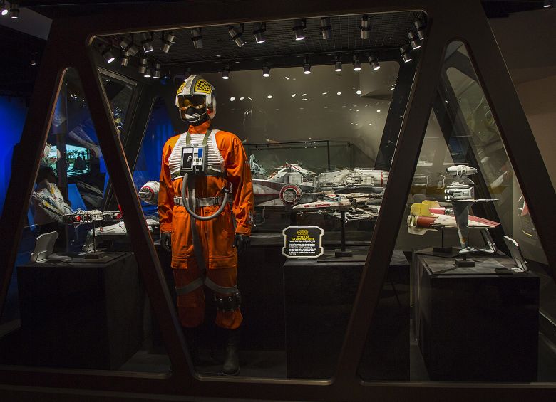 An X-Wing Starfighter costume at Disneyland's Star Wars Launch Bay exhibition