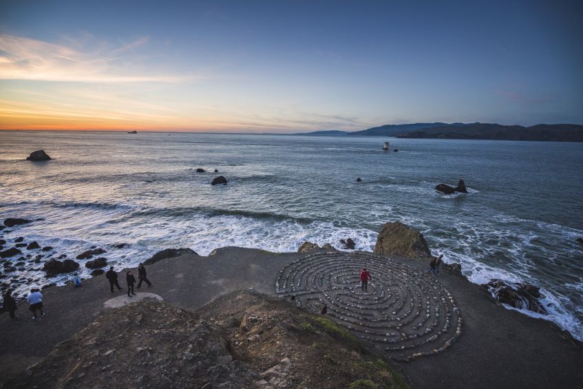 San Francisco Lands End ocean at sunset, photo