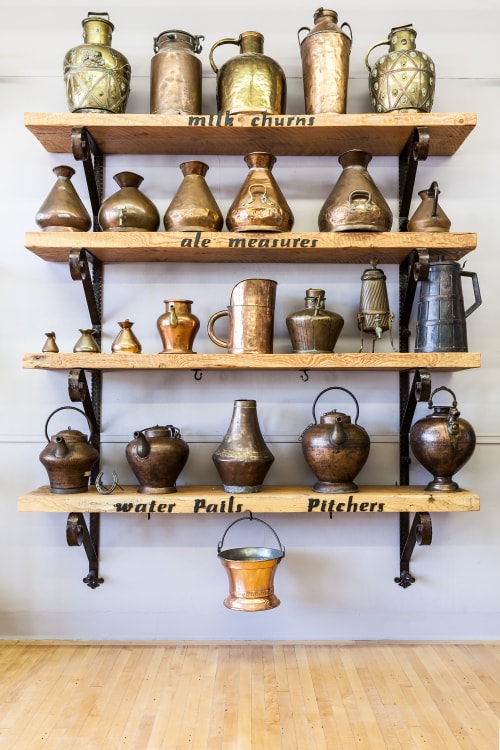 Copper vessels on display at the Arizona Copper Art Museum in Clarkdale, Arizona, photo