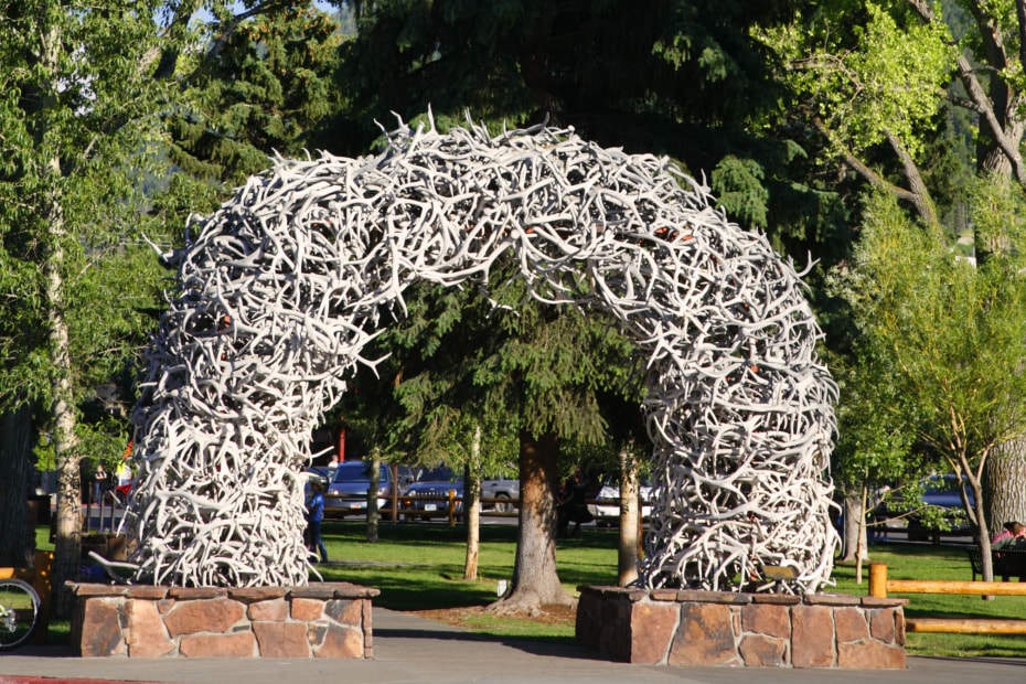 Antler Arches on sunny day in Jackson, Wyoming, picture