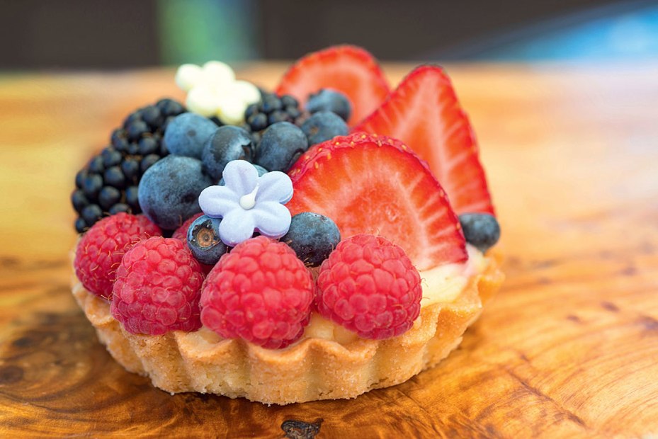 tart with strawberries and blueberries from the Konditorei bakery in Sun Valley, Idaho, picture