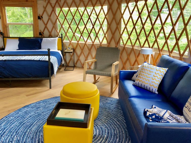 yurt living room and bedroom at Lakedale Resort on San Juan Island, Washington, picture