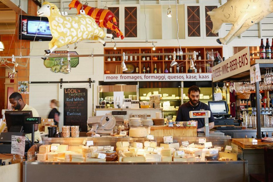 Cheese counter at Oxbow Cheese & Wine Merchant in Oxbow Market in Napa Valley, picture