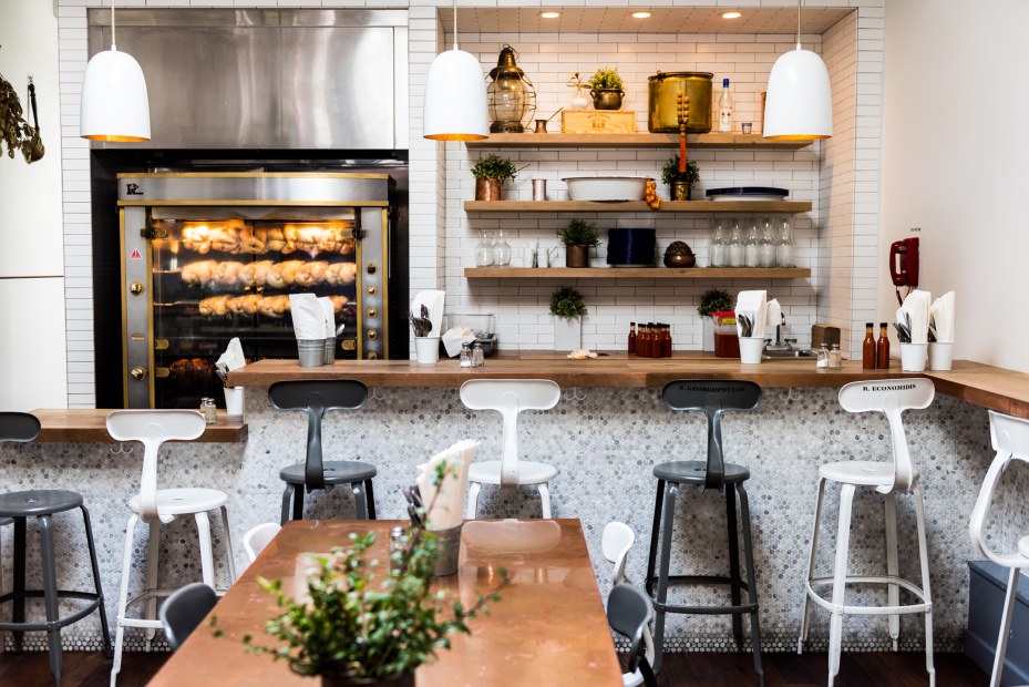 interior of Souvla with rotisserie oven in Hayes Valley, San Francisco, picture