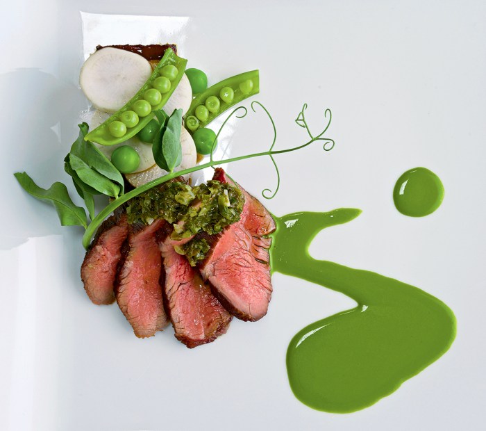 beef tenderloin and peas served at State & Lemp in Boise, Idaho, image