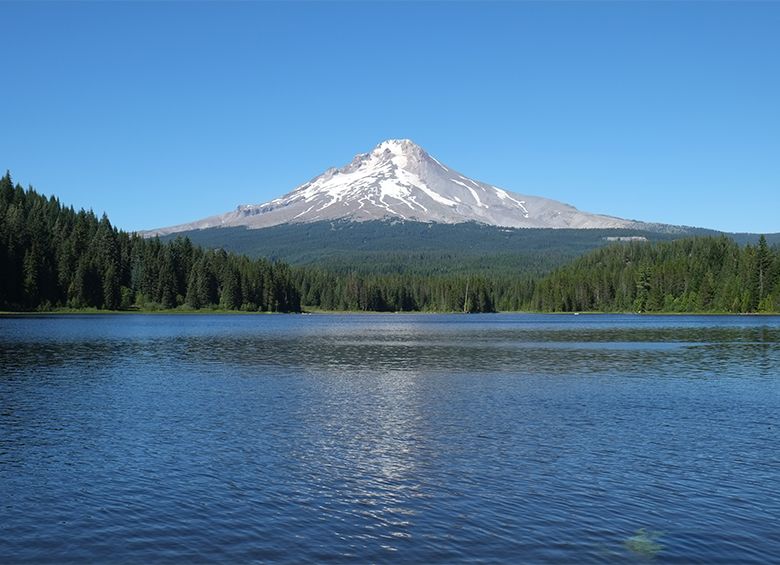 Trillium Lake and Mount Hood, mountain, lake, alpine scenery, photo