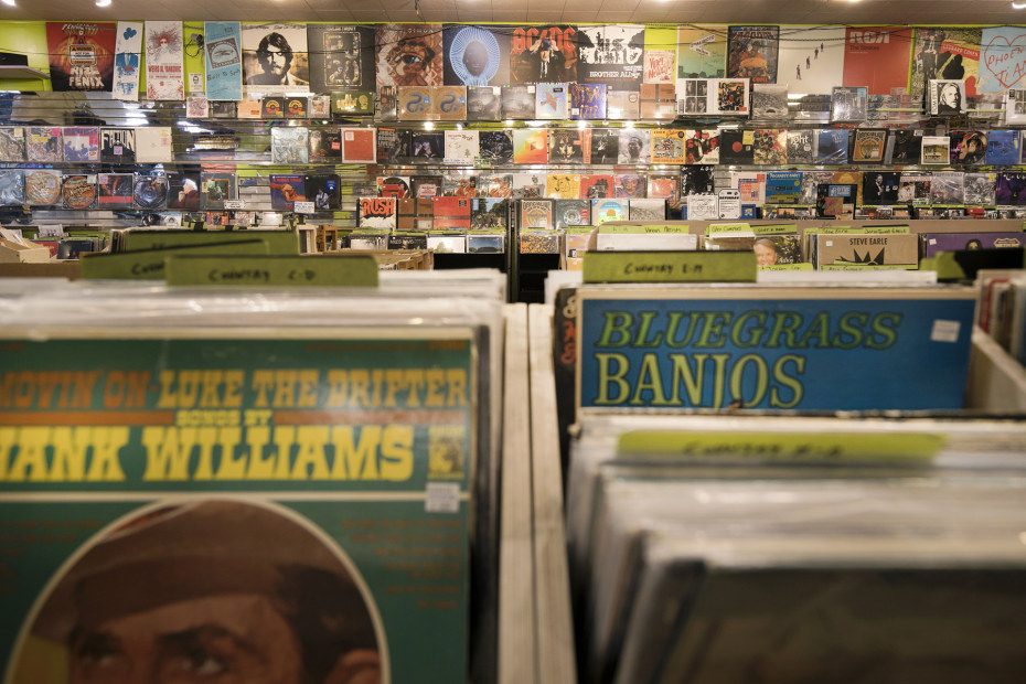 a selection of records at Cactus Records in Bozeman, Montana