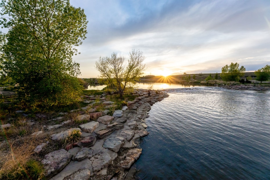 Platte River at sunset in Casper, Wyoming, image