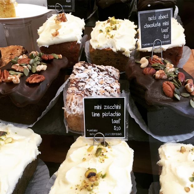 the well-stocked pastry case at Purebread in Vancouver, British Columbia, picture