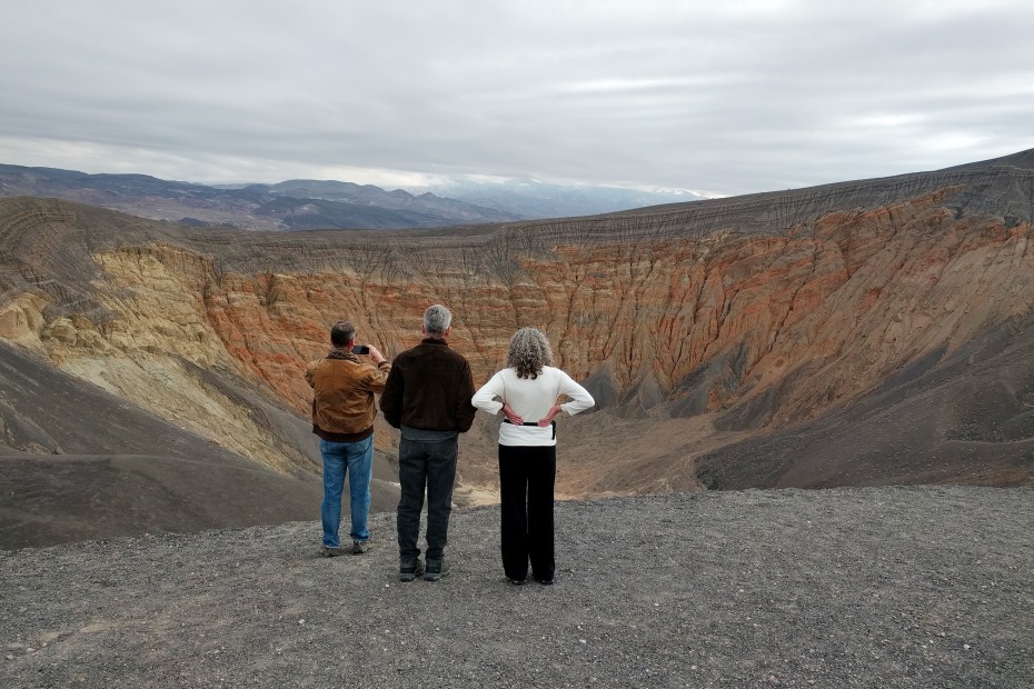 tourists on the rim of Ubehebe Crater in Death Valley National Park, image