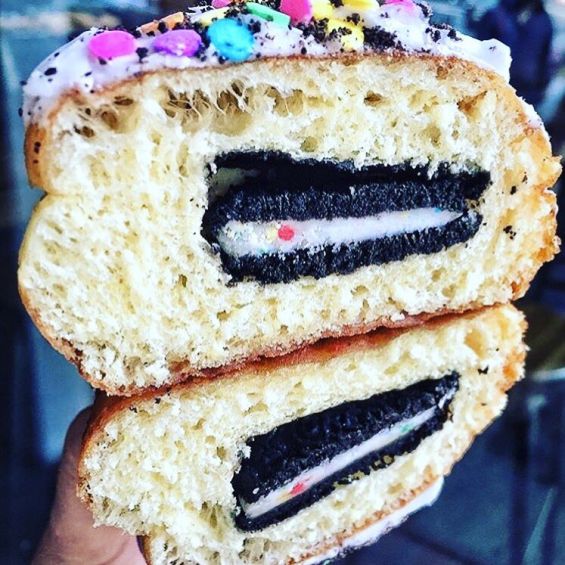 Oh My Birthday Cake Oreo with cookie center at Donut Bar in downtown Las Vegas, Nevada, picture