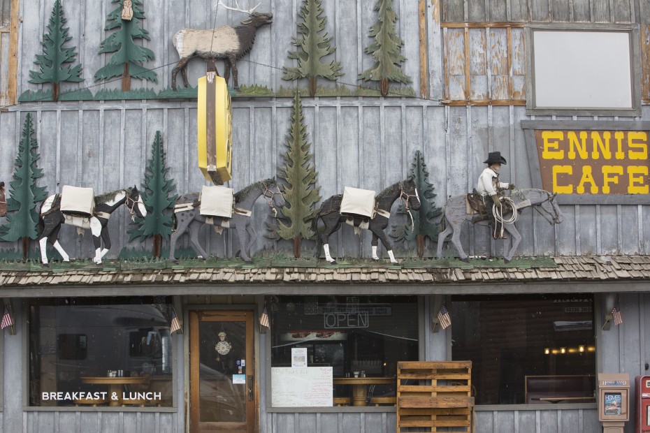 art work displayed on the Ennis Cafe building in Ennis, Montana