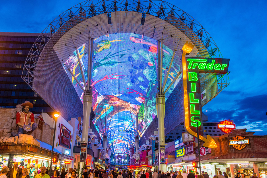 Crowded Fremont Street Experience at night, photo