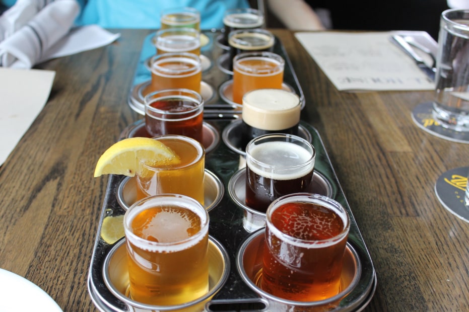 Beer flight at West End Tap and Kitchen in Santa Cruz, California, picture