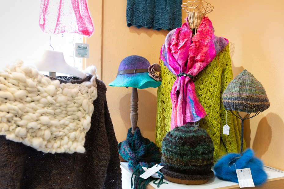 colorful hand-made clothing at Black Mountain Artisans in Point Reyes Station