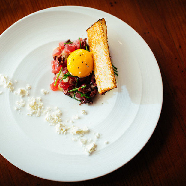 Vallette's ahi (tuna) crudo with egg, Healdsburg, California, image