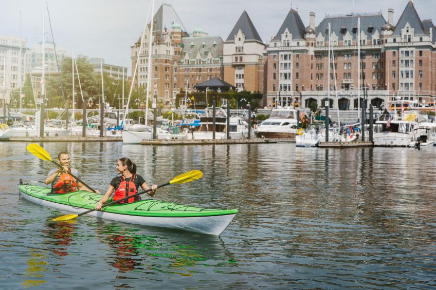 kayakers tour Victoria's historic Inner Harbour, image