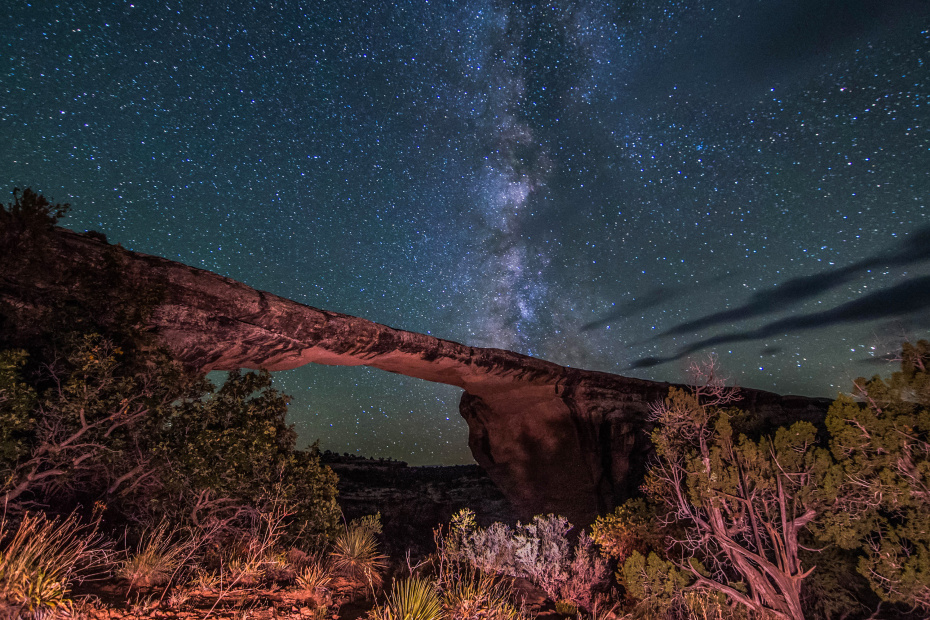 The Milky Way over Owachomo Bridge in Natural Bridges National Monument in Utah, photo