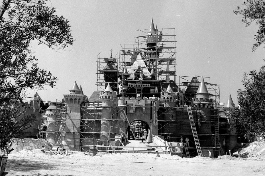 Disneyland Resort Sleeping Beauty Castle under construction in 1955, image