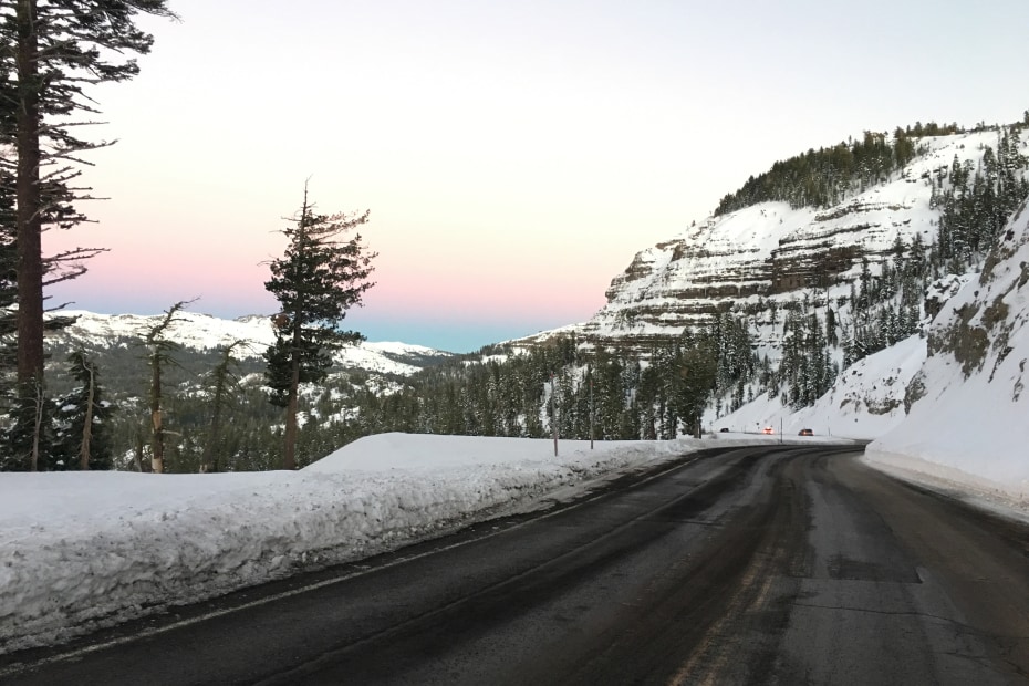 Carson Pass Scenic Byway covered in snow, image