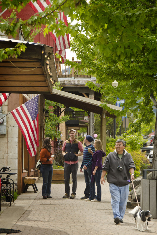 People walking in downtown Joseph, Oregon, image