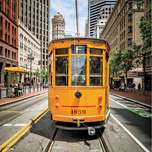 Vintage F line trolley in San Francisco, California, picture
