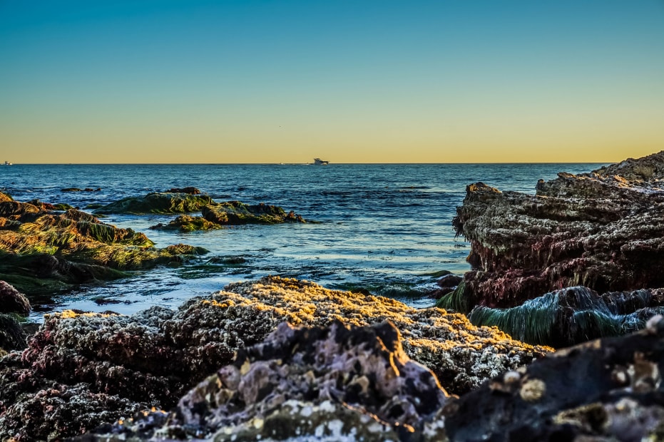 Tide pools at sunset at Crystal Cove State Park, Laguna Beach, California, picture