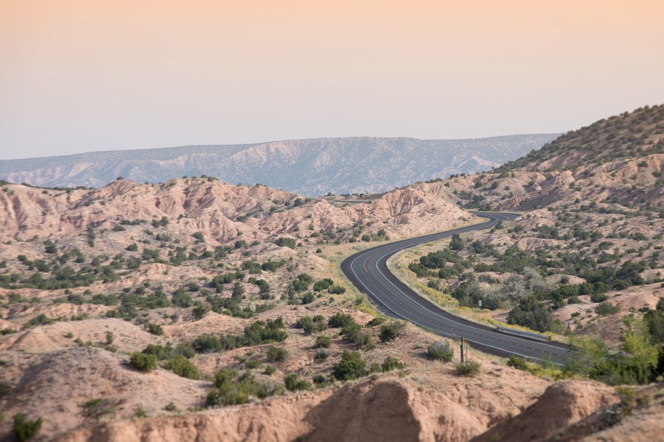 a scenic desert vista from the High Road to Taos, New Mexico