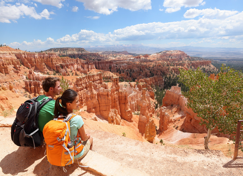 hikers rest in Bryce Canyon, picture