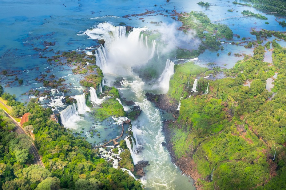 Iguazu Falls seen from a helicopter, image