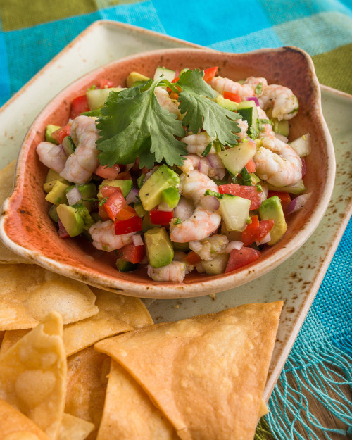 Bowl of shrimp ceviche at Alvarado Street Brewery in Monterey, California, photo