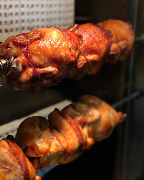 chicken roasting on the rotisserie at Bok Bok Chicken in Las Vegas, Nevada, picture