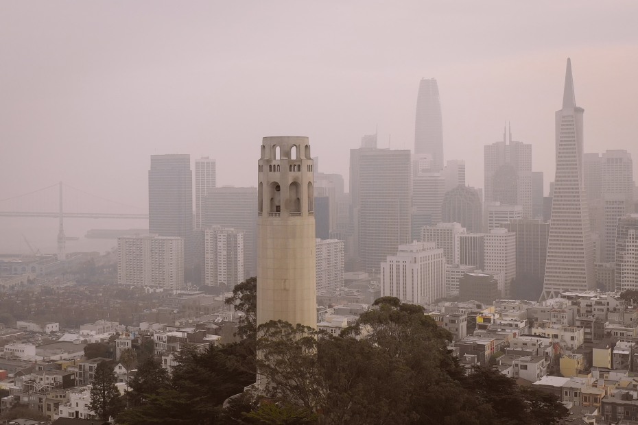 San Francisco engulfed in smoke from the November 2018 Camp Fire.