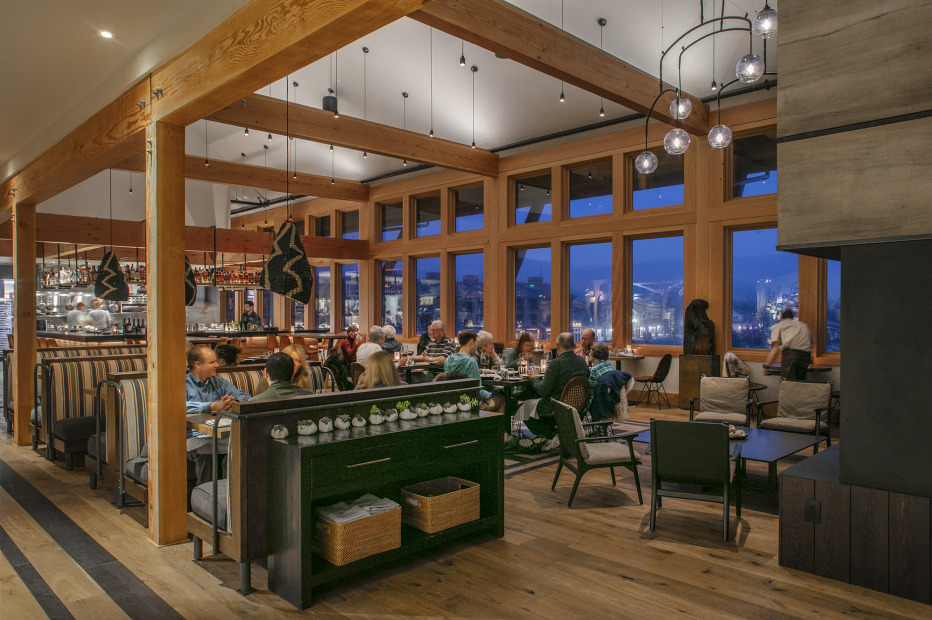 Meridian restaurant interior with guests in Pacific City, Oregon