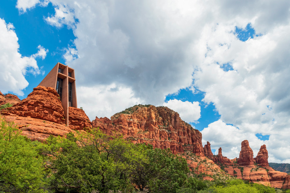 panoramic view of Chapel of the Holy Cross in Sedona, Arizona