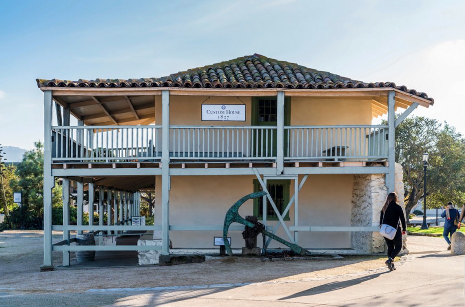 an old bronze anchor at the Custom House in Monterey, California.