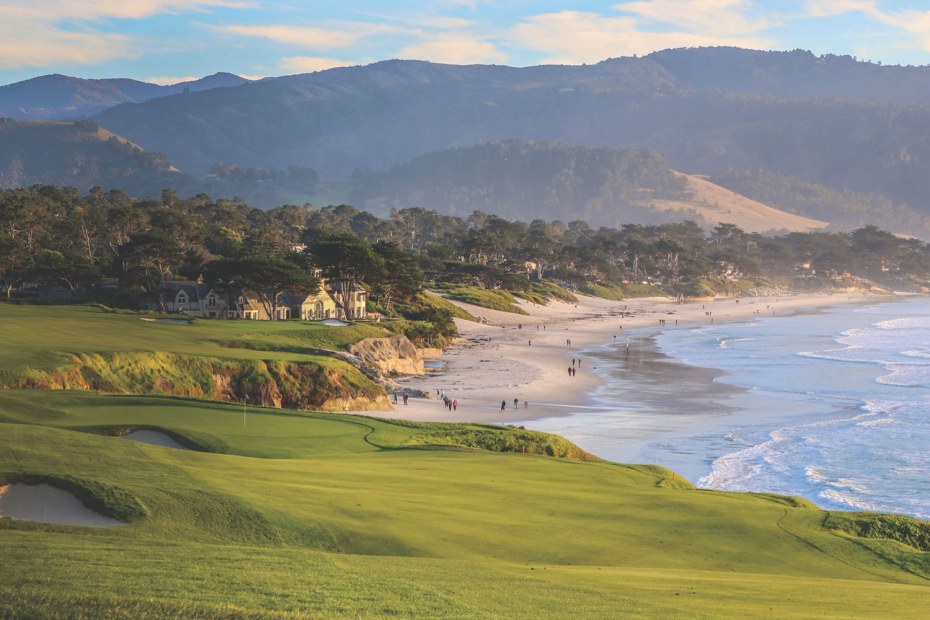 Pebble Beach golf course and ocean in California