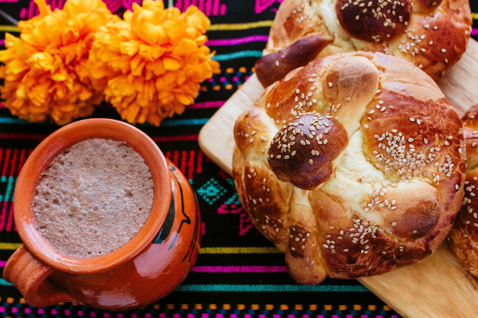 Pan de muerto on a Day of the Dead alter.