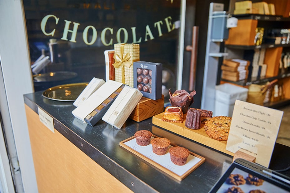 assorted display of chocolatey treats at Dandelion on Valencia Street in San Francisco's Mission District