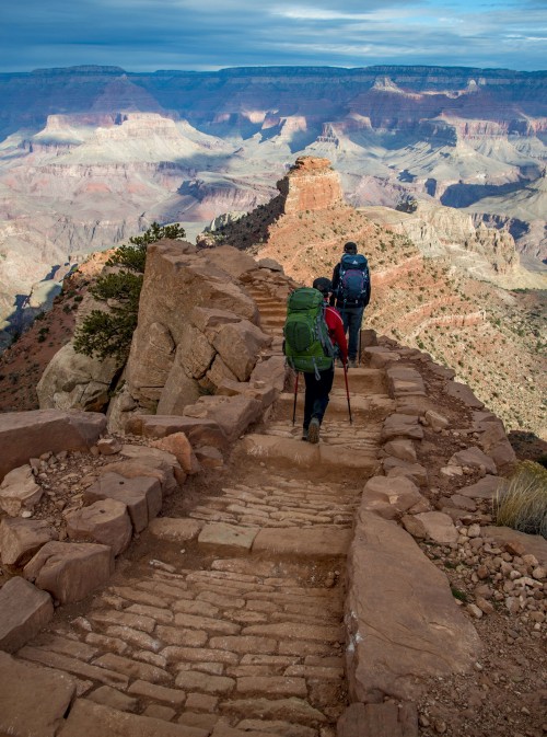 Pair of hikers on the South Kaibab Trail in Grand Canyon National Park, Arizona