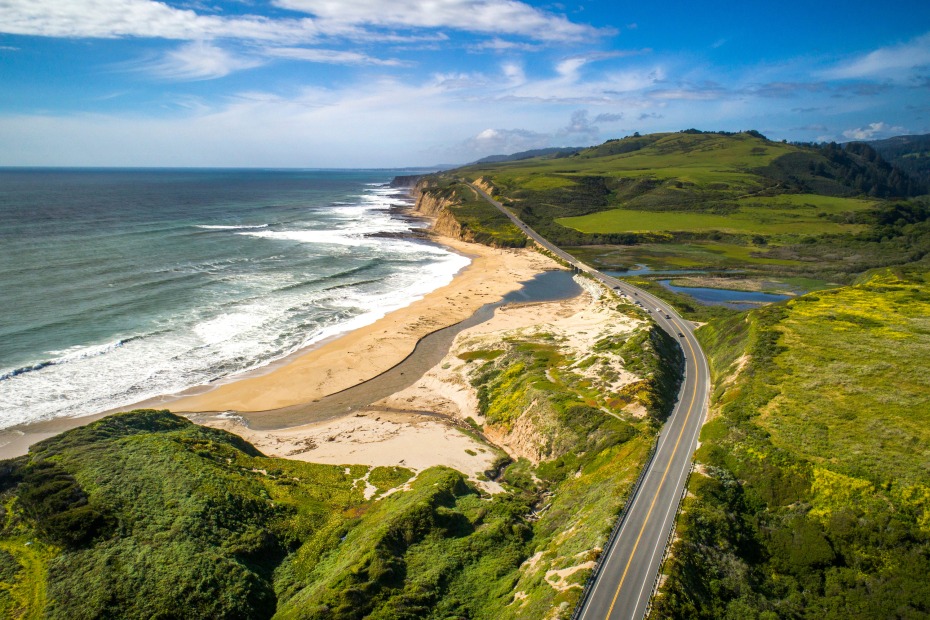 Scott Creek Beach on Highway 1 in California.