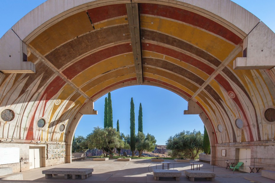 Geometric arch at Arcosanti in Arizona.