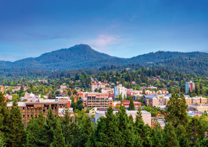 Aerial view of Eugene, Oregon.